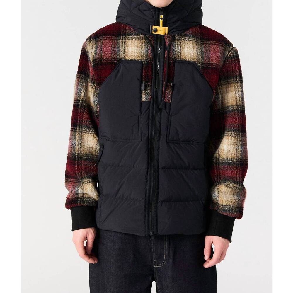 NEW PARAJUMPERS young curly fleece hoodie in red-black-white-beige